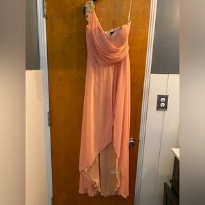 Elegant Peach High Low Evening Dress